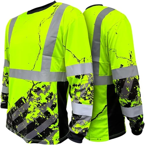 SafetyShirtz Camisetas gráficas y de manga larga ANSI Clase 2 y 3 para hombre SS360 Grano americano Clase 3 - Amarillo