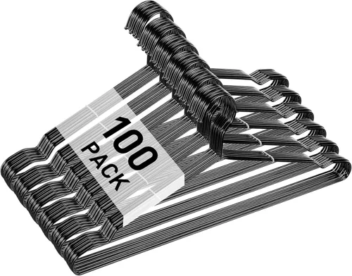 Wesiti 100 ganchos de metal de acero inoxidable para ropa, alambre ultra fino que ahorra espacio de 17.7 pulgadas, espacio de ropa para abrigos,