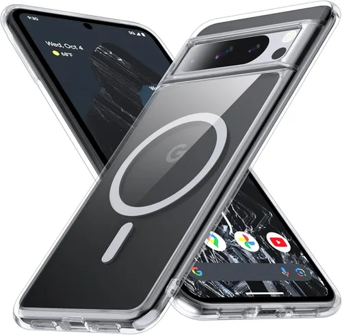 Miniatura 11 de Funda para Google Pixel 8 Pro con MagSafe [Soporte Ajustable][Carga Mientras Está de Pie][Militar a Prueba de Golpes] Parachoques de Silicona Suave