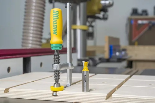 Miniatura 7 de MICROJIG Matchfit DVC-1177K2 Abrazadera de cola de milano Pro, verde/amarillo/plateado