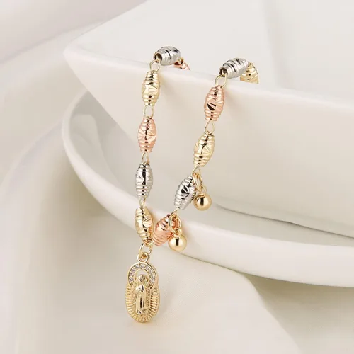Miniatura 16 de HZMAN Pulsera de cruz con cuentas de rosario virgen de Guadalupe ajustable para mujer, regalo de joyería