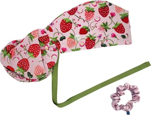 Miniatura 23 de Gorra médica con interior sedoso, gorro de algodón con banda para el sudor y botones, cola de caballo ajustable