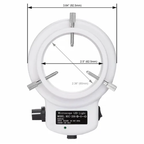 Miniatura 3 de AmScope anillo iluminador LED-144W-ZK blanco, ajustable, con 144 LED, para microscopio estéreo y cámara