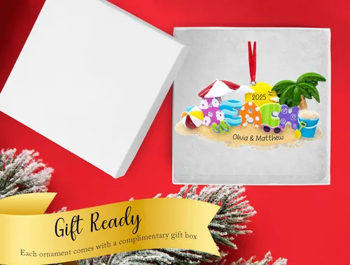 Miniatura 2 de Adorno de Navidad personalizado para la playa 2026, personalización gratuita, vacaciones de verano, vacaciones en la playa, decoración con palmera