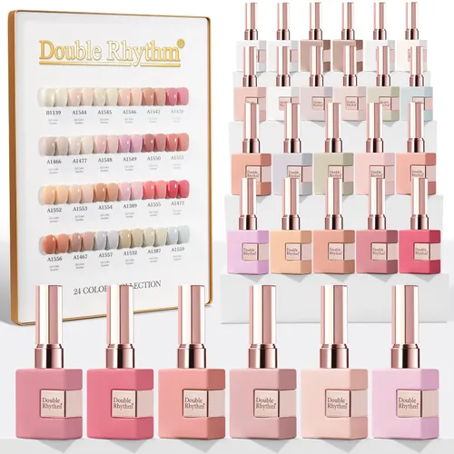 Miniatura 22 de Double Rhythm - Juego de esmalte de uñas en gel de 28 piezas, 0.5 onzas, kit de esmalte de uñas de gel de remoción, mismo color, misma botella, arte