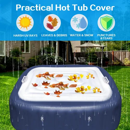 Miniatura 5 de Cubierta Inflable para Jacuzzi Tapa de Ahorro de Energía para Jacuzzi al Aire Libre, Cubierta Protectora Resistente al Viento e Impermeable