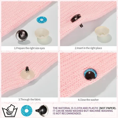 Miniatura 4 de MUCUNNIA 120 piezas 18 mm Ojos de seguridad de brillo 3D para crochet con arandelas en forma de cuenco, ojos de crochet amigurumi lunares