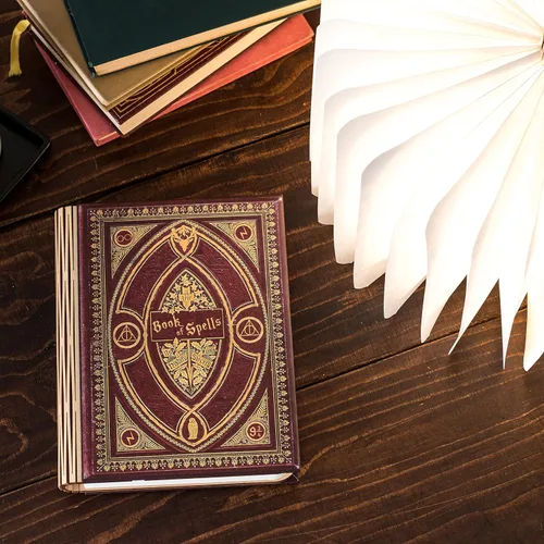 KleverCase Harry Potter - Lámpara de lectura plegable de 360 grados con temática de hechizos, luz nocturna, escritorio, mesita de noche o luz de