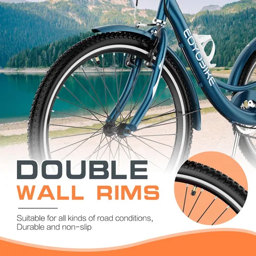 Miniatura 2 de MOONCOOL Triciclos para adultos de 3 ruedas y 7 velocidades, triciclos para adultos de 20/24/26 pulgadas, bicicleta de 3 ruedas con cesta para Plume