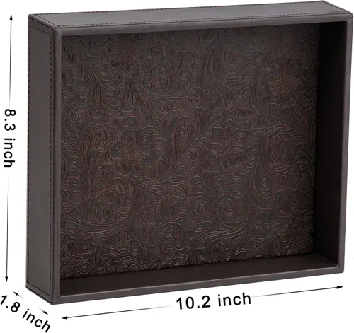 Miniatura 2 de Bandeja rectangular de piel sintética pequeña para servir de 10 x 8 pulgadas, moderna y elegante bandeja decorativa para mesa de café, joyería