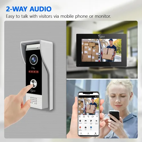 Miniatura 2 de TUYA - Timbre de video con cable, cámara de timbre de 1080P, monitor táctil completo de 7/10 pulgadas, WiFi Smart Home Video Intercomunicador Kit