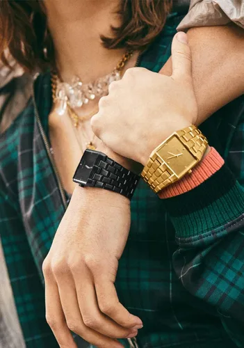 Miniatura 5 de Nixon Ticket A1262502-00 Reloj de acero inoxidable con esfera dorada de 1.339 in para mujer, Acetato azulnegro