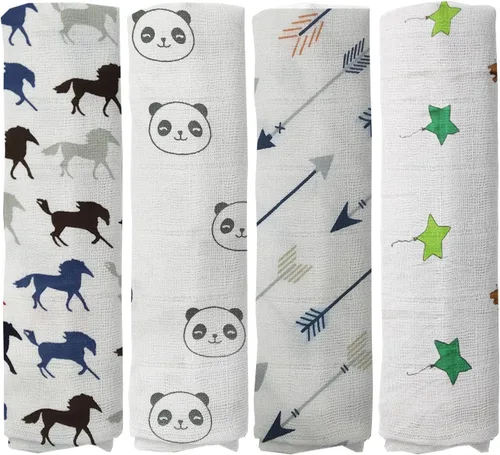 Miniatura 4 de Rajlinen, Mantas de muselina 100% para envolver al bebé, mantas de recepción para recién nacidos, unisex, suaves, cálidas y acogedoras, paquete