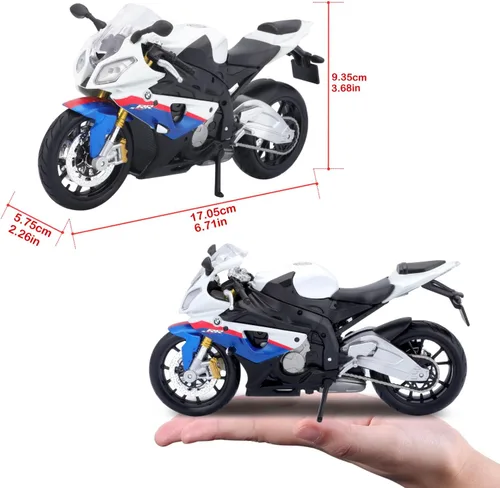 Miniatura 7 de Maisto 1/12 BMW S1000Rr Motocicleta, Blanco/Rojo/Azul Multi