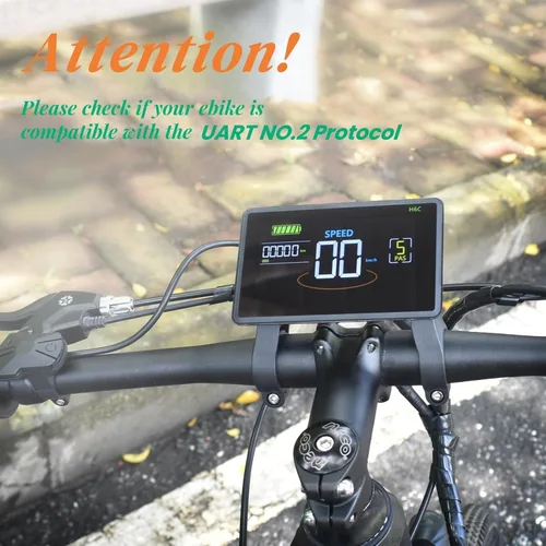 Miniatura 2 de Pantalla Ebike, protocolo UART No. 2, computadora de ciclismo colorida de 24 V-60 V con puerto de carga para dispositivos móviles, pantalla LCD
