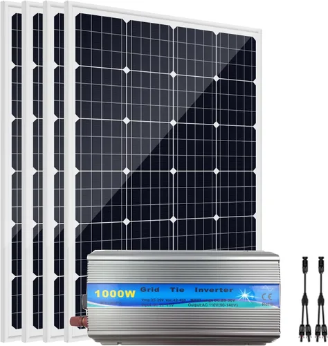 Miniatura 12 de Kit de panel solar con lazo de rejilla de 480 W y 12 V con inversor: 4 paneles solares mono de 120 W + 1000 W en rejilla MPPT Smart Microinversor