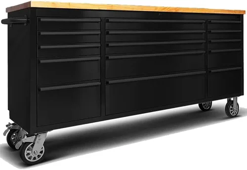 AnorTrek Cofre de herramientas de 72 pulgadas con 15 cajones para garaje, banco de trabajo y tienda de reparación, gabinete de herramientas, color