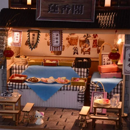 Miniatura 6 de Kit de casa de muñecas en miniatura con muebles, estilo chino 3D, casa de muñecas en miniatura de madera, kit de casa de muñecas en miniatura