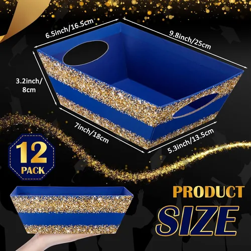 Miniatura 2 de Thenshop 44 Piezas Canasta para Regalos Canasta de Regalo Vacía a Granel Incluye 12 Bandejas de Cartón 12 Bolsas de Plástico y 20 Lazos Decorativos