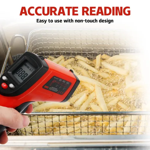 Miniatura 6 de MEASUREMAN Termómetro infrarrojo (no para humanos), pistola de temperatura de tamaño estándar, termómetro láser digital sin contacto -58°F a 1022°F