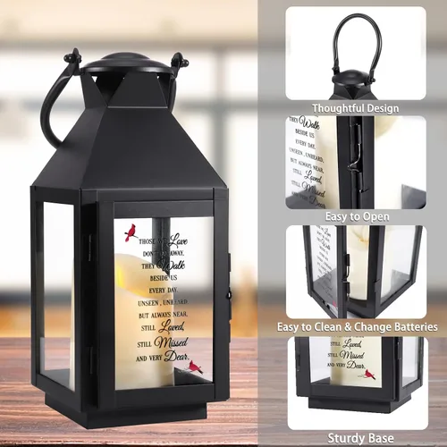 Miniatura 6 de Linterna conmemorativa con vela LED parpadeante y temporizador remoto, regalo de condolencias y duelo, recuerdo conmemorativo impreso UV