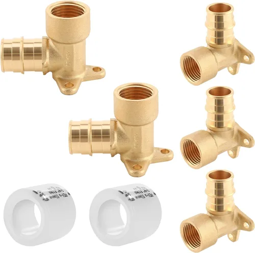 Miniatura 8 de Paquete de 5 YVSKM) 1/2" PEX-A Expansión × 1/2" Hembra NPT codo NPT, conexión roscada de flujo completo de latón sin plomo, certificado ASTM F1960
