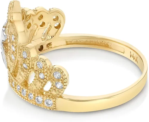 Miniatura 3 de Ioka - Anillo de quinceañera de princesa de 15 años con circonita cúbica de oro macizo de 14 quilates