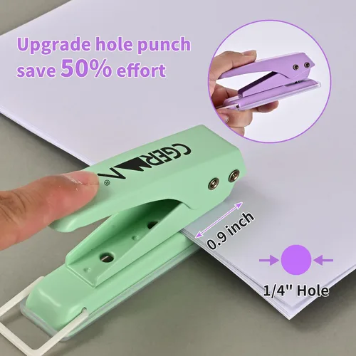 Miniatura 2 de Perforadora de un solo agujero, paquete de 3, agujero de 1/4 pulgadas, 50% de ahorro de mano de obra, perforadora de metal resistente, capacidad