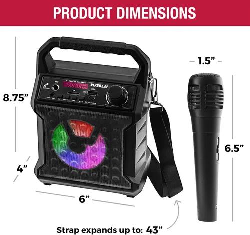 Miniatura 4 de RISEBASS Altavoz Bluetooth de Karaoke para Fiestas con Micrófono – Máquina de Karaoke Inalámbrica Portátil para Fiestas de Interior/Exterior