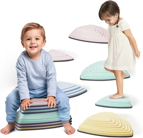 Miniatura 14 de VEVOR Piedras de equilibrio para niños, 12 unidades, hasta 220 libras, antideslizantes para niños pequeños, juego de coordinación de carrera