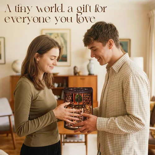 Miniatura 8 de Kit de rincón de libros, rompecabezas de madera 3D para adultos, kit de casa en miniatura para adultos, rincón de libros con luz LED, regalos