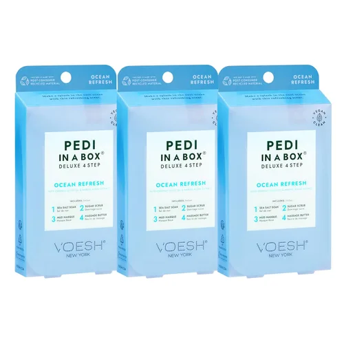 Miniatura 10 de VOESH Pedi in a Box - Potenciador de energía de eucalipto de 4 pasos, paquete de 3, juego de pedicura, pedicura en casa, pedicura de spa, remojo