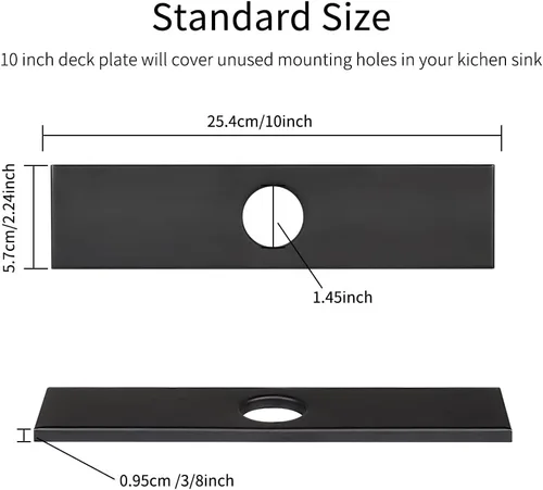 Miniatura 2 de Placa negra para fregadero de cocina, placa de cubierta de orificio de acero inoxidable de 10 pulgadas para grifo de fregadero de baño de 1 o 3 Negro
