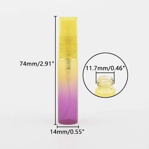 Miniatura 2 de Juego de 10 botellas pulverizadoras de muestra, botellas de vidrio vacías de 0.17 onzas líquidas con embudo, pequeños frascos rociadores Gradiente