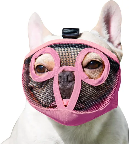 Miniatura 8 de Bozal para perro de hocico corto - Bozal ajustable de malla transpirable para bulldog para morder, masticar, lamer, aseo, mascarilla para perros