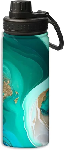 Miniatura 23 de Conjunto de botella de agua deportiva a prueba de fugas con símbolos de ciencia, 18 onzas, botellas de agua aisladas para bicicletas, fitness, yoga