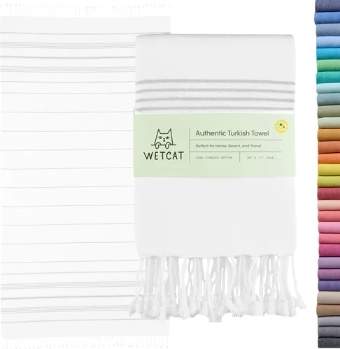 Miniatura 17 de WETCAT Toalla de playa original turca (39 x 71) – Peshtemal prelavado, 100% algodón, muy absorbente, de secado rápido y ultra suave, seguro