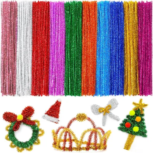 Miniatura 15 de IOOLEEM Limpiadores de tubería negros, tallos de chenilla para manualidades DIY y decoraciones de fiesta, suministros para arte y manualidades.