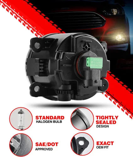 Miniatura 3 de Ensamble de luz antiniebla Torchbeam para 33900STKA11 4F9Z15200AA con bombillas halógenas H11 de 12 V y 55 W para Accord, Xterra, lente transparente