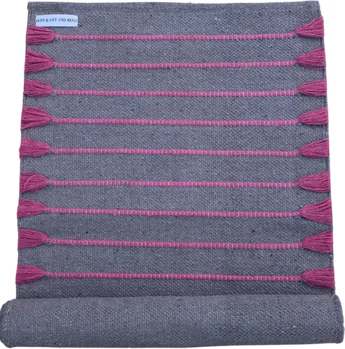 Miniatura 17 de Jaipur art & Rugs Estera de yoga de algodón - Alfombra tejida a mano ecológica - Antideslizante y gruesa (61x183x5mm) para fitness diario en casa