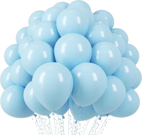 Miniatura 217 de Voircoloria - Globos azul bebé claro, paquete de 66 globos de 12 pulgadas de látex para fiestas para niños y niñas, para cumpleaños, baby shower, 16