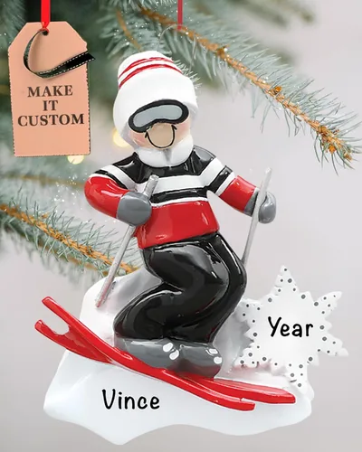 Miniatura 10 de Adorno de esquí personalizado 2026 Adornos de Navidad deportivos grabados con láser para árbol Regalo de recuerdo personalizado de esquiador