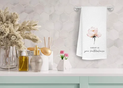 Miniatura 3 de ZJSYXXU Juego de 2 paños de cocina con versículo bíblico cristiano con versículos bíblicos para mujeres, toallas de mano para cocina y baño