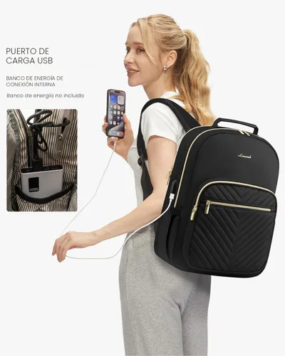 Miniatura 5 de LOVEVOOK Mochila bolso para laptop para mujeres, bolsas de computadora de trabajo y viaje, mochila escolar universitaria para estudiante chica