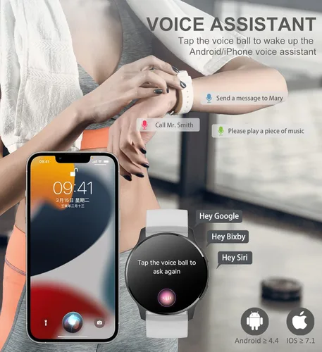 Miniatura 4 de Reloj inteligente para mujeres y hombres, rastreador de llamadas Bluetooth para teléfonos Android e iOS, reloj inteligente impermeable con pantalla
