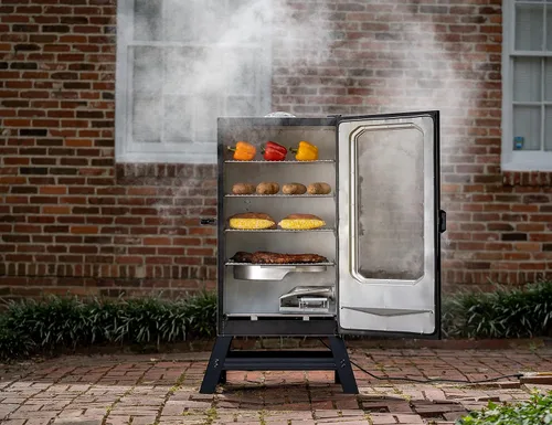 Miniatura 5 de Masterbuilt® Ahumador eléctrico vertical para barbacoa de 30 pulgadas con control de temperatura analógico, estantes cromados para ahumar y 535
