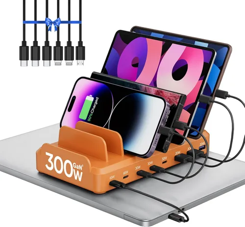 Miniatura 7 de Estación de carga de 300 W para múltiples dispositivos, estación de carga rápida USB C de 8 puertos para MacBook iPhone 17/16/15/14/13/12 Samsung