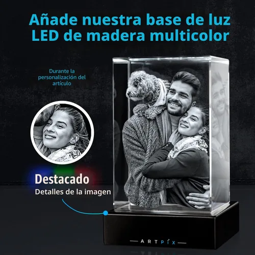 Miniatura 3 de ArtPix - Foto de cristal 3D, regalos personalizados para papá, mujeres, esposa, abuelo, gran regalo personalizado con tu propia foto, grabado en 3D