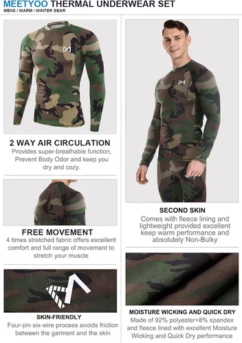 Miniatura 3 de MEETYOO - Ropa interior térmica para hombre, conjunto de calzoncillos largos, capa base de invierno, para esquí y correr
