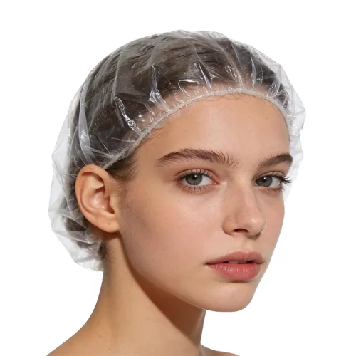 100 piezas de gorras de ducha más grandes desechables, gorras de baño de plástico elástico impermeables más gruesas, gorras de pelo de plástico para